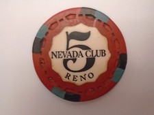  5 NEVADA CLUB RENO NV Casino Poker Chip