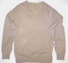 Daniel Cremieux Mens 100% Cashmere V-Neck Sweater XXL Oatmeal *NWOT See Descrip*