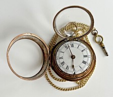  W.Gratney, London Verge Watch, Antique Verge Fusee Pair Case Pocket Watch Spz4-