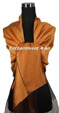 Large 76" x 27" Handmade Double Layer Silk Scarf Shawl Wrap, Orange Solids