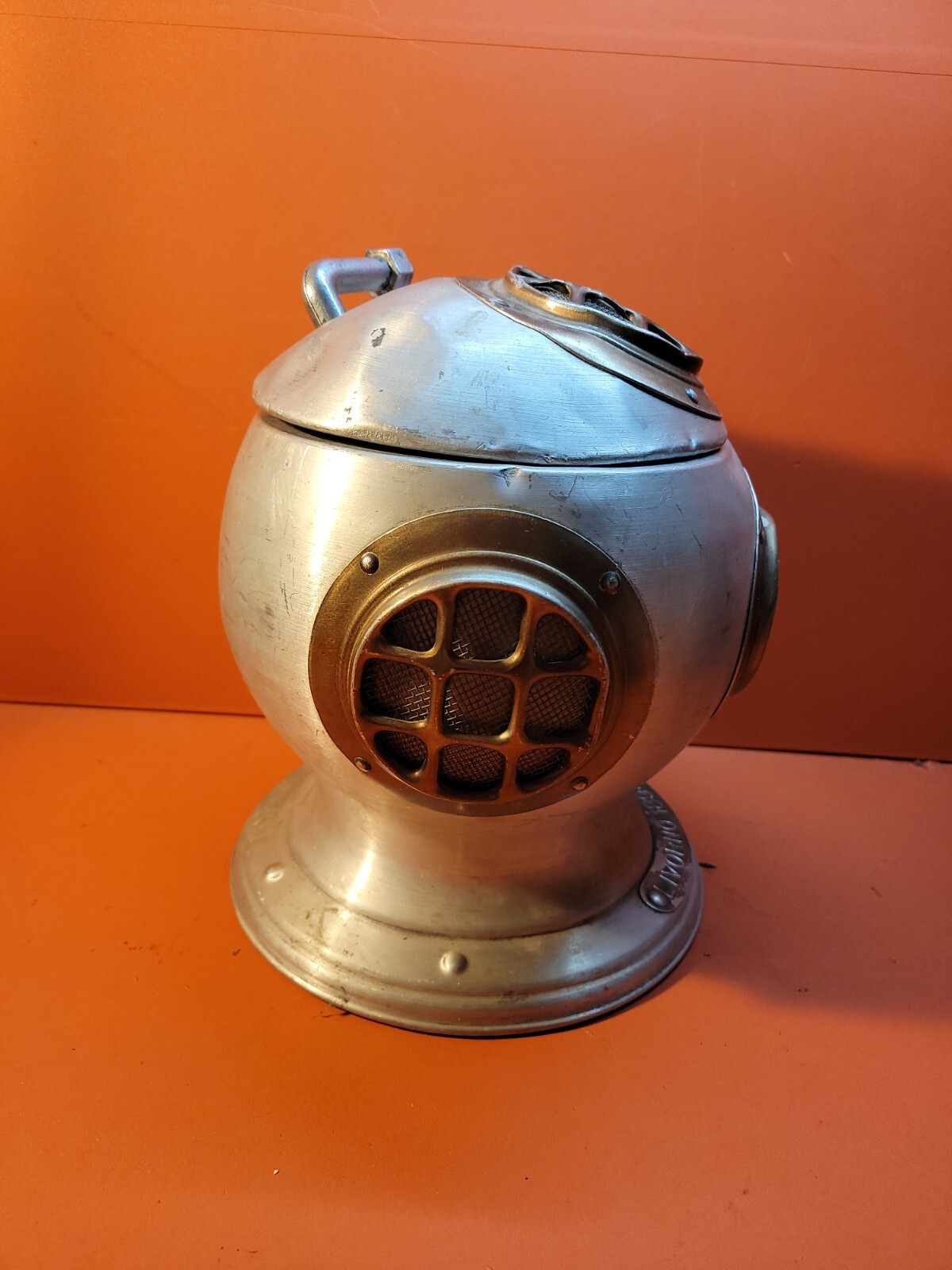 Vintage Deep Sea Diving Helmet Ice Bucket Livorno 1894 Pewtertone