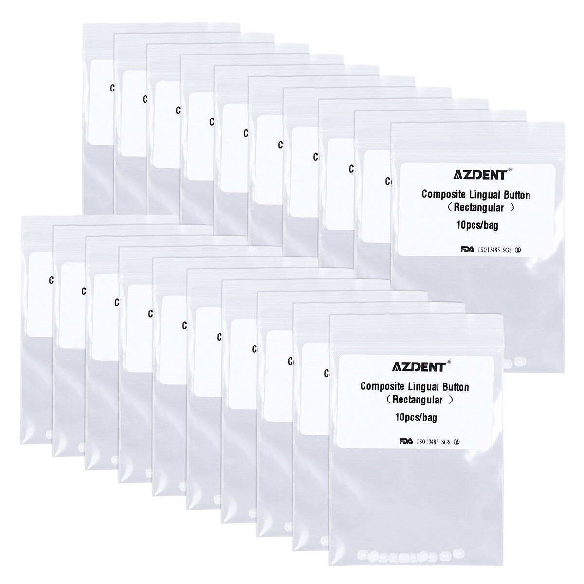 Botones linguales de ortodoncia dental AZDENT cadena redonda/botones