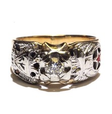 14k yellow gold .50ct SI2 J european diamond mason masonic mens ring 11.1g gents