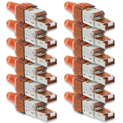 Netzwerkstecker Cat7 CAT 7 RJ45 Stecker 12x Steckverbinder werkzeuglos geschirmt