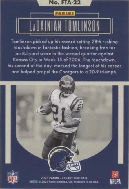 2023 Panini Legacy LaDainian Tomlinson #FTA-22