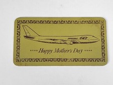 Boeing Happy Mother's Day Employee Plaque Vtg 747 Airplane on Wood Paneling