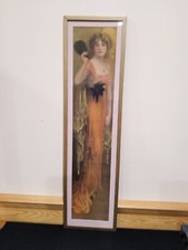 1914 Pabst Blue Ribbon Extract Yard Long American Flapper Girl Calendar Framed