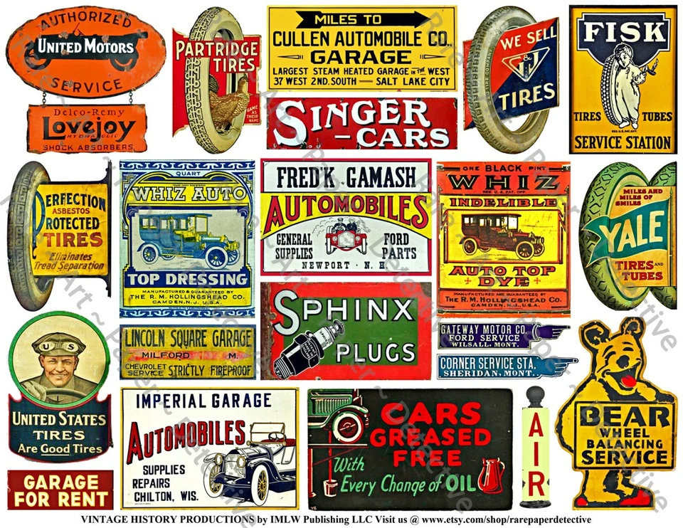Travel & Garage Sign Stickers, Car & Bus Depot Signs, 2 REPRODUCTION Sheets - Image 3 of 3
