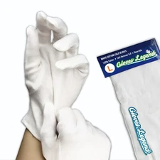 12 Pairs - Size Large - White Cotton Cloth Spa Moisturizing Gloves for Dry Hands