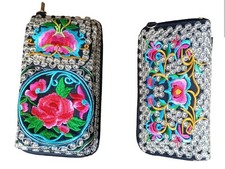 Floral Embroidered Clutch, Hand Bag, Wallet Vintage