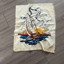 vintage Sail Boat And Sunset At Sea needlepoint
