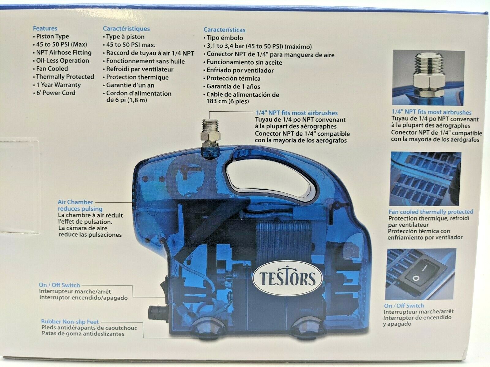 Testors Aztec Mini Air Compressor For Air Brushing 4550 PSI 1/4” NPT