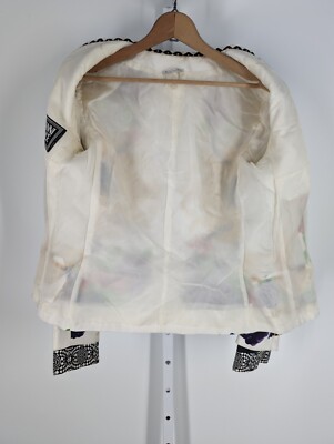 Gianni Versace Vtg 90s Floral Op Art Zip Silk Jacket 40 Italy