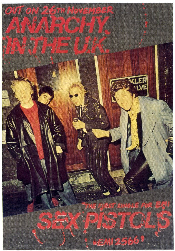 SEX PISTOLS 'Anarchy In The UK' Window Poster 1976 for first 45