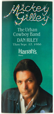 Mickey Gilley, Urban Cowboy Band, Dan Riley at Harrah's Reno Postcard Sept 1986