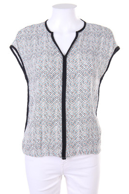promod Blouse Top Zig Zag Pattern D 36 peach blue