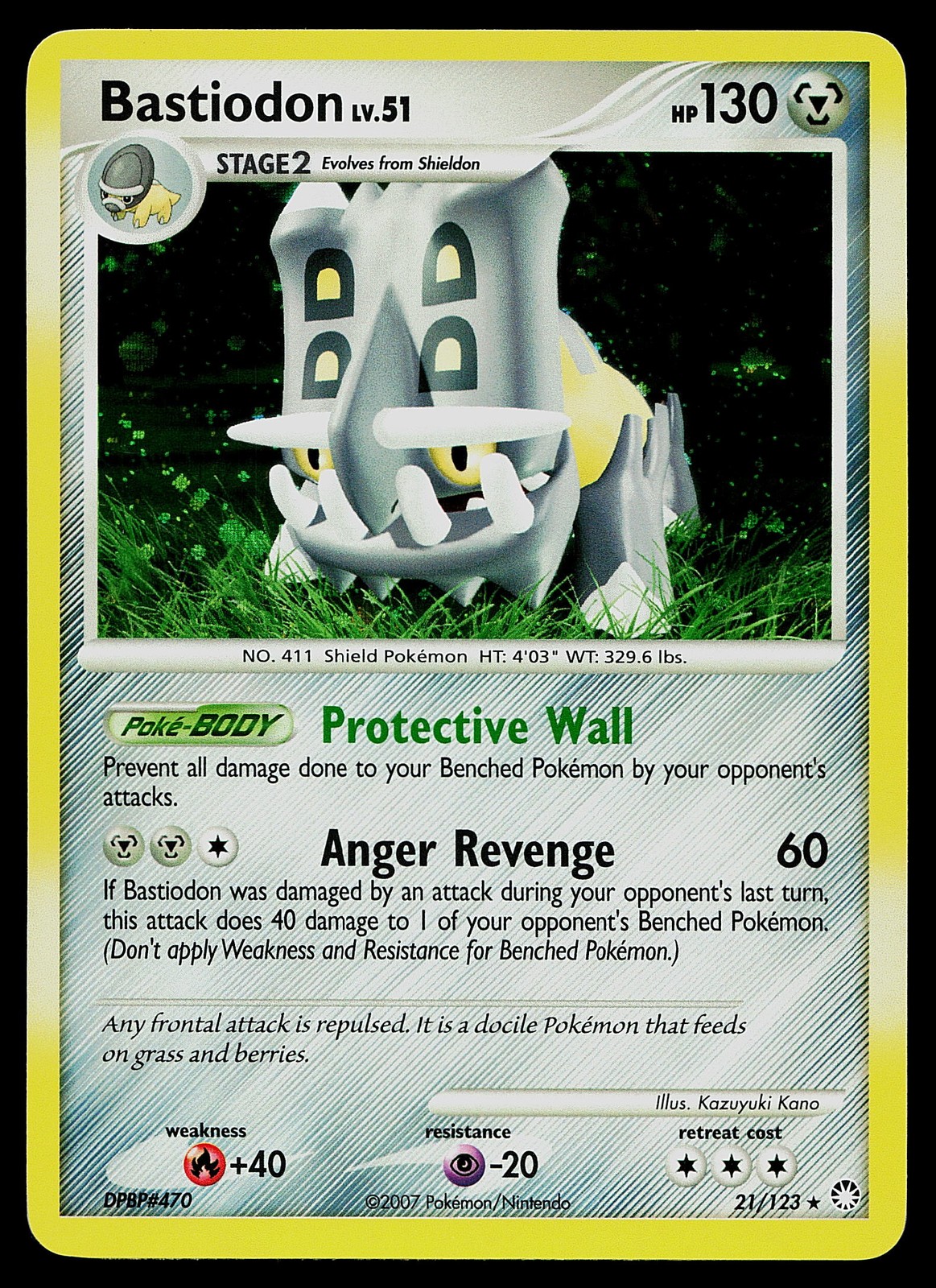 Pokemon Card - Bastiodon Mysterious Treasures 21/123 Holo Rare