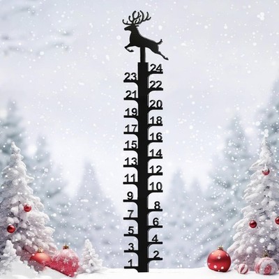 24 Inch Iron Art Snow Gauge Outdoor, Elk Snow Measuring Stick, Snowfall Measurin