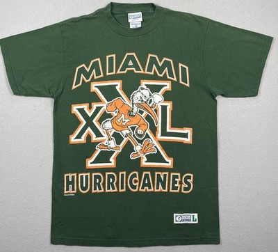 Vintage Miami Hurricanes Shirt Mens Large Green NCAA Graphic Discus Athletic 90s