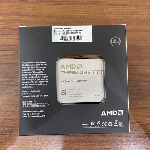 AMD Ryzen Threadripper 9960X 24Core 4.2GHz 5.4GHz 350W TRX50 CPU Processor
