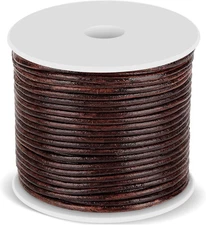 Anezus Leather Cord - Round, Brown Leather Lace for Bracelets, Necklaces & Craft