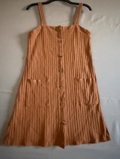 American Eagle Ribbed Sleeveless Dress in Rust Brown (Size S)