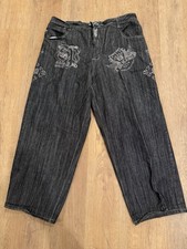 southpole king of kings stonewashed embroidered baggy jeans Sz 38