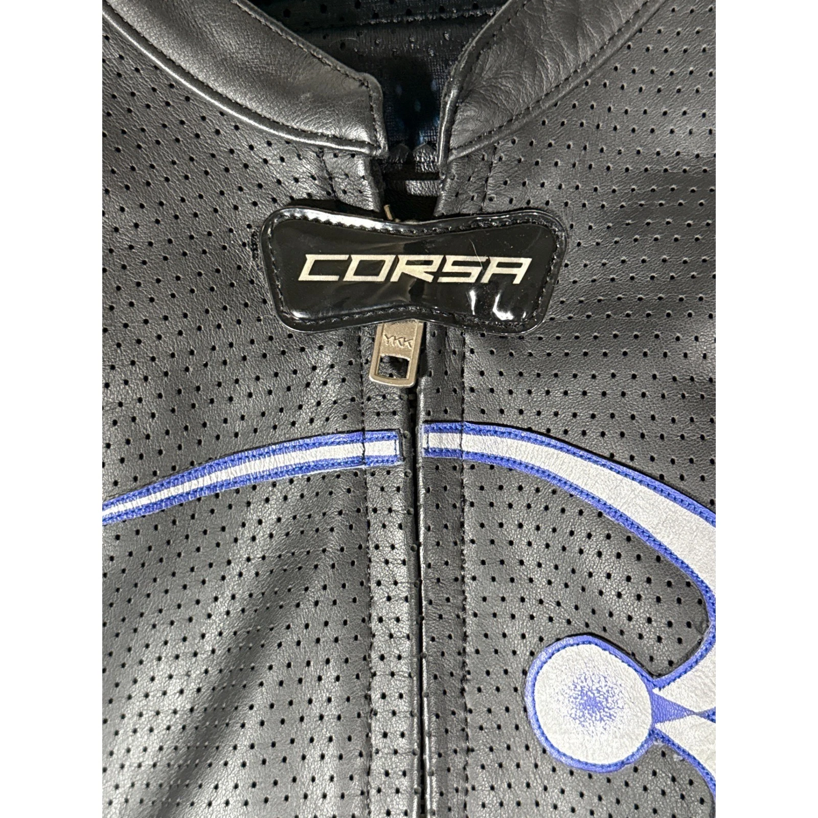 Corsa Bawls Guarana Leather Motorcycle Racing Jacket Mens 52 Black Blue Motul - product detail image 5