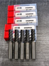 3/8" 5 FLUTE HI PERFORMANCE CARBIDE END MILL, R.030 HTY COATED , New, USA MADE 