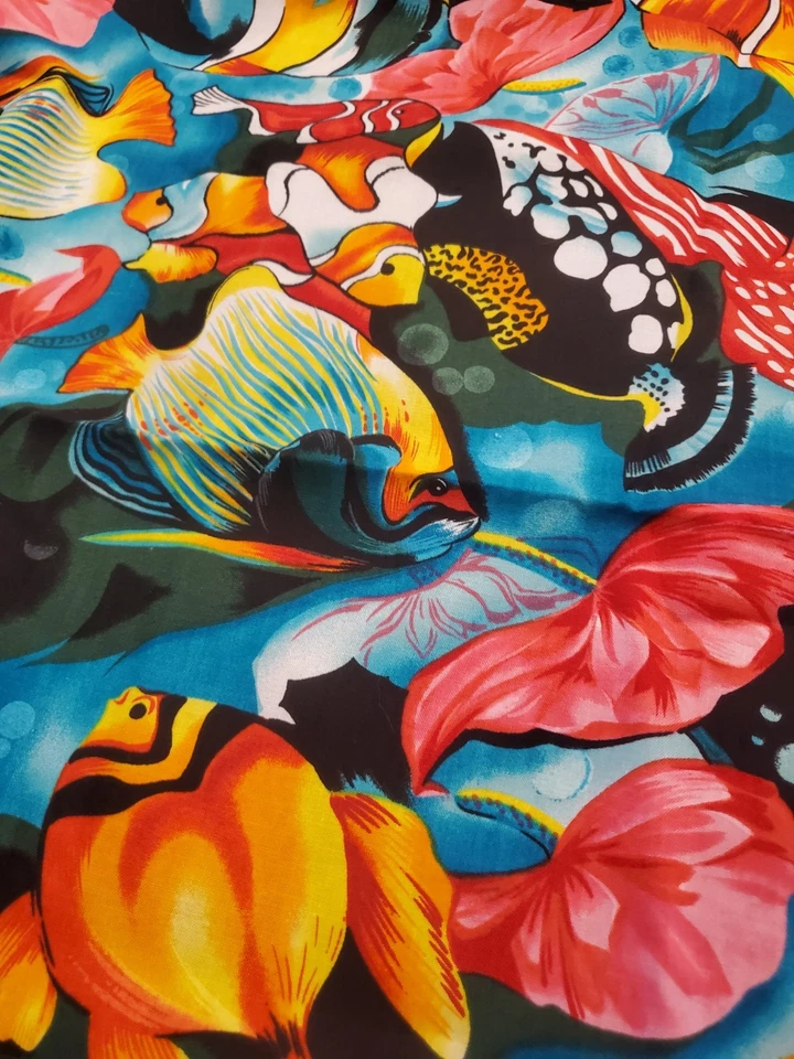 Alexander Henry Fabrics Collection 1993 Tropical Fish Colorful 44" X 37" Vibrant - Image 2 of 4