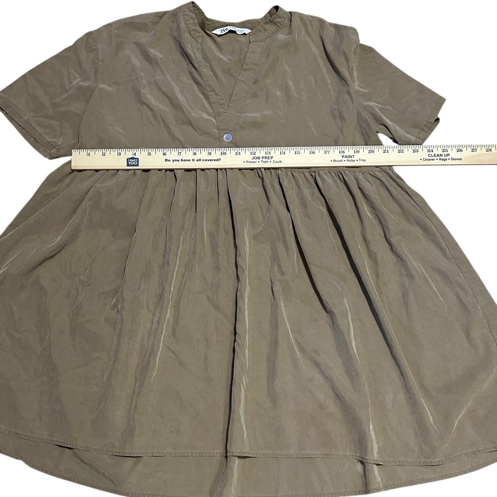 Zara Babydoll Dress Mini Size Medium V Neck Buttons Boho Womens thumbnail 4