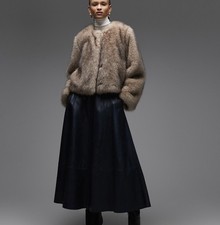 & Other Stories Cropped Faux Fur Jacket In Brown, Size XS