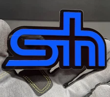 (2PC) "SH" JDM Emblems BLUE 3D Acrylic Fender/Grill/Tailgate Badges Racing