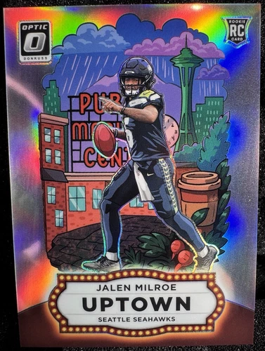 Clean 🔥 Jalen Milroe Rookie Uptown Seattle Seahawks #10 2025 Panini OPTIC RC QB