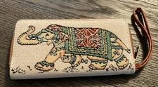 Elephant Tapestry Zip Around Wristlet Wallet Coin Purse Credit Card Pockets