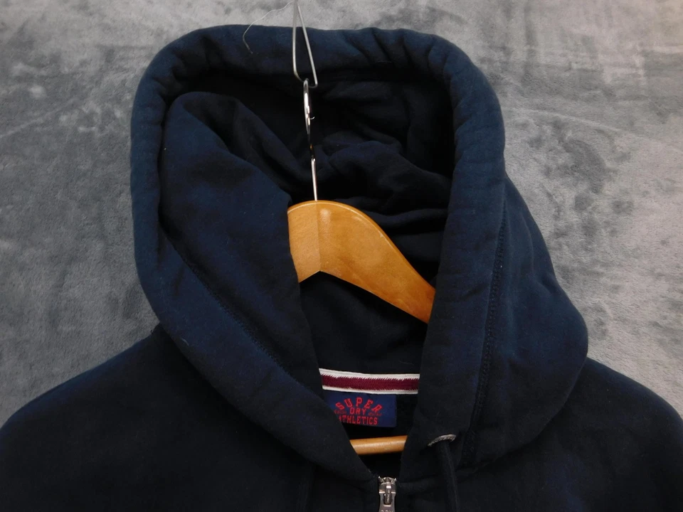 Superdry Sudadera con Capucha Athletics Para Hombre 2XL Azul Marino Cremallera Completa Forrada de Vellón M2013116A Foto 2 de 4