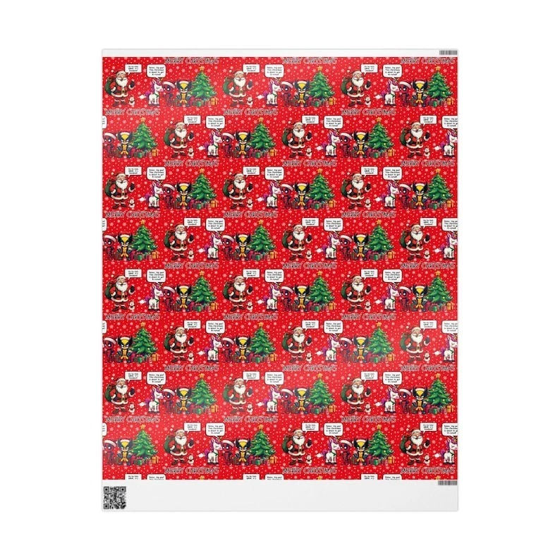 Comic Book Christmas Wrapping Paper, Fun Superhero Holiday Gift Wrap Rolls - Image 4 of 4