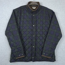 Peter Millar Jacket Mens XL Suffolk Black Watch Plaid Quilted Travel Coat