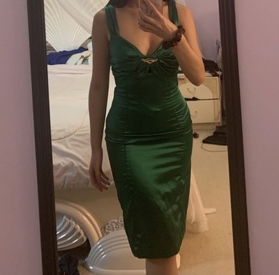 Orig$795 NWT Roberto Cavalli Logo Snake Pin Satin bodycorn Sexy dress Italy40