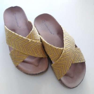 Claudia Ghizzani Sandalen Slip On Pantolette Schlappen Slides Slipper Bast Gelb