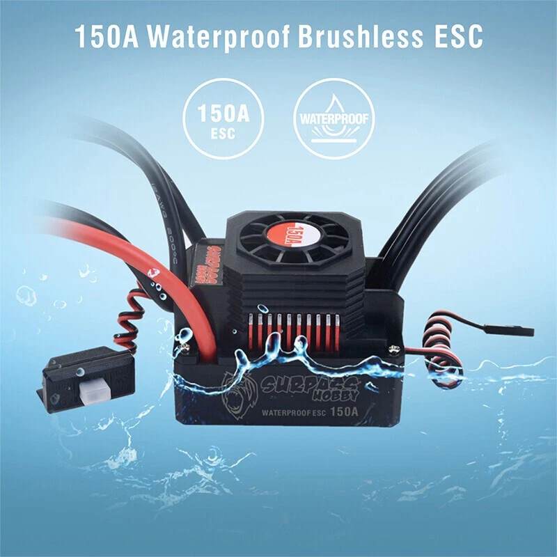 SURPASS HOBBY KK 150A ESC Wasserdichter für 1/8 RC Car 4076 4068 Brushless Motor - Bild 4 von 4