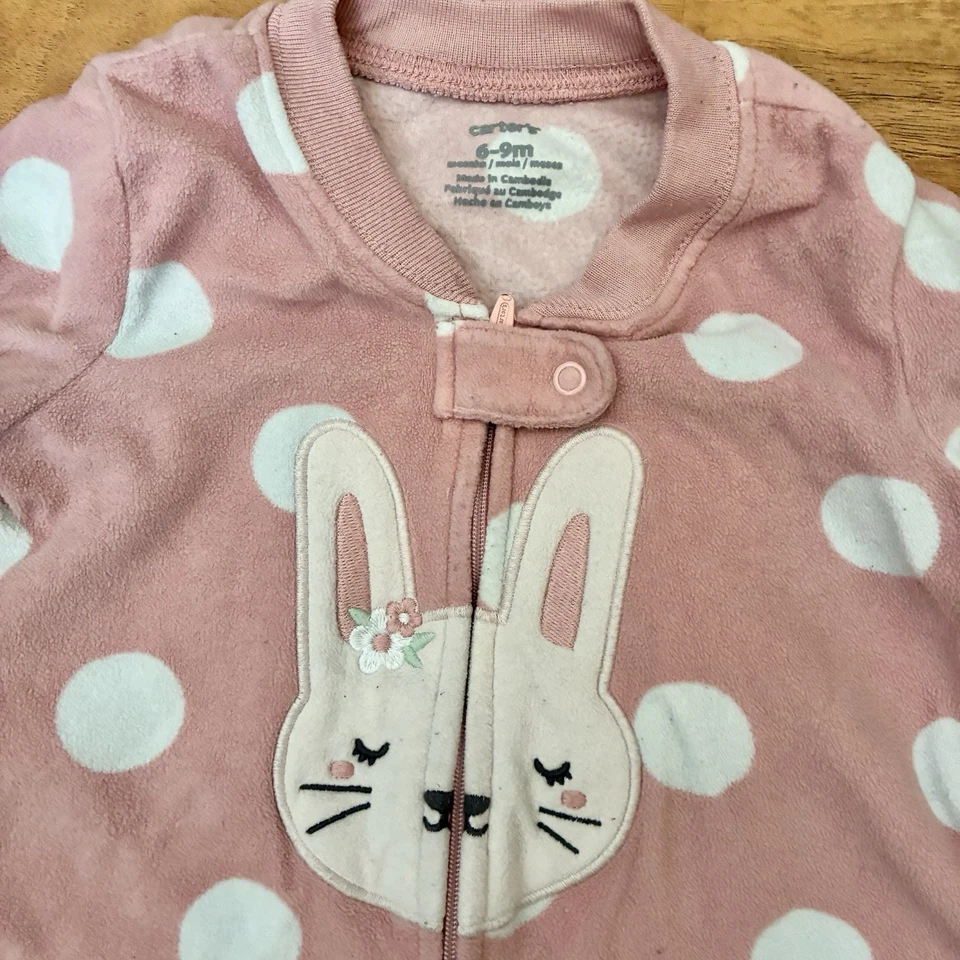 Lote de 2 sacos de dormir Carter's polar manga larga talla 6-9 meses conejito mamá y papá Foto 2 de 4