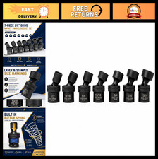 7pc 12 Drive Impact Swivel Socket Set - Universal 6-point Metric Wobble Socket 7pc 12 Drive Impact Swivel Socket Set - Universal 6-point Metric Wobble Socket