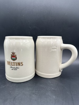 Set of 2 Veltins German Beer Stein Mug Ceramic Brautradition Seit 1824 Brewery