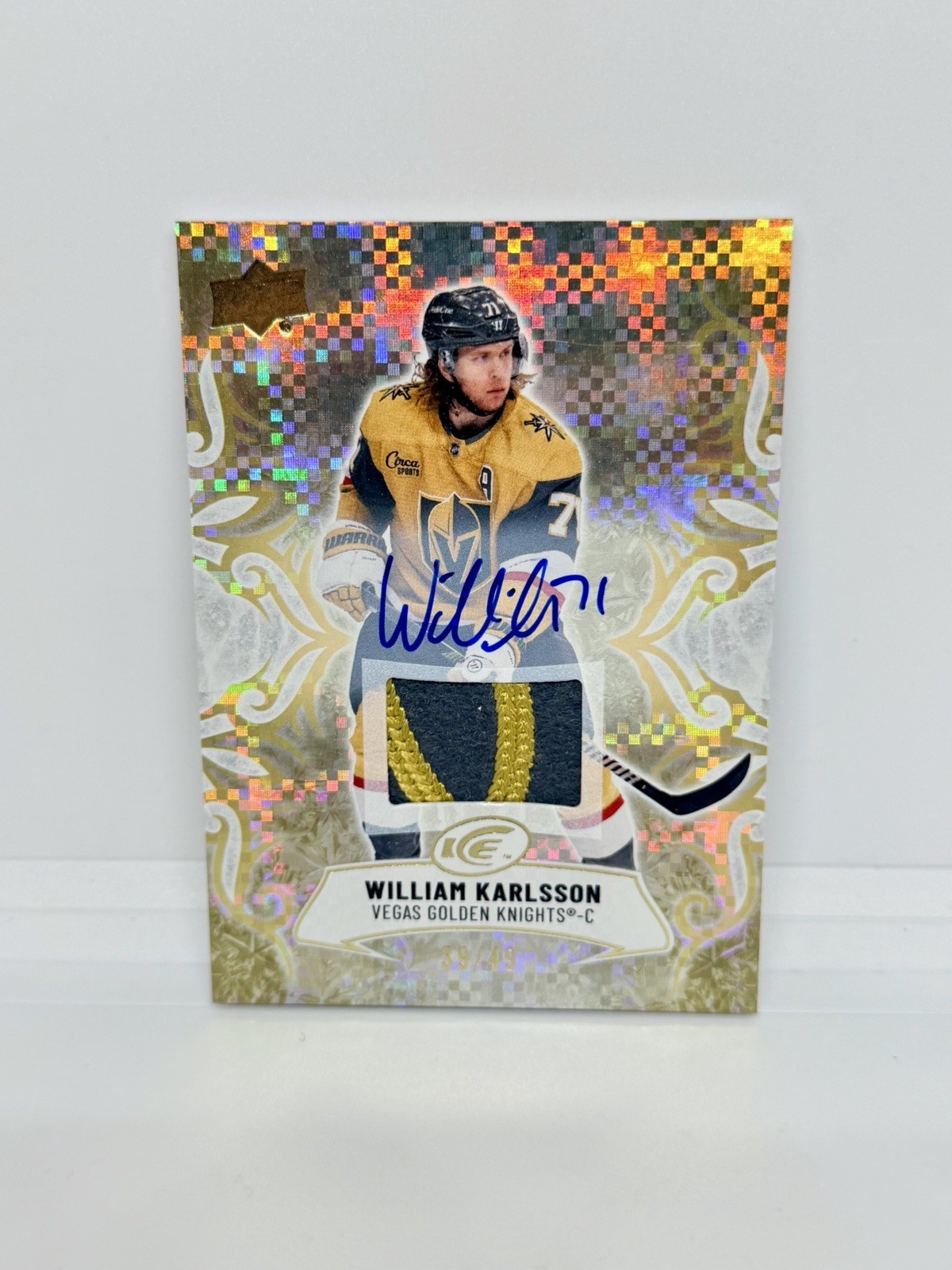 WILLIAM KARLSSON 2024-25 Upper Deck Ice Gold Auto Patch /49 Vegas Knights #39