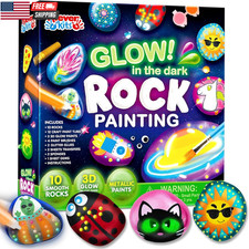 Rock Painting Kit- Glow in the Dark Rock Kit, Arts and Crafts for Kids Ages 6-12