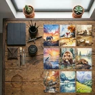 9 Pcs Print ACEO Art Card Bird Duck Rooster Bear Animal Limited Edition