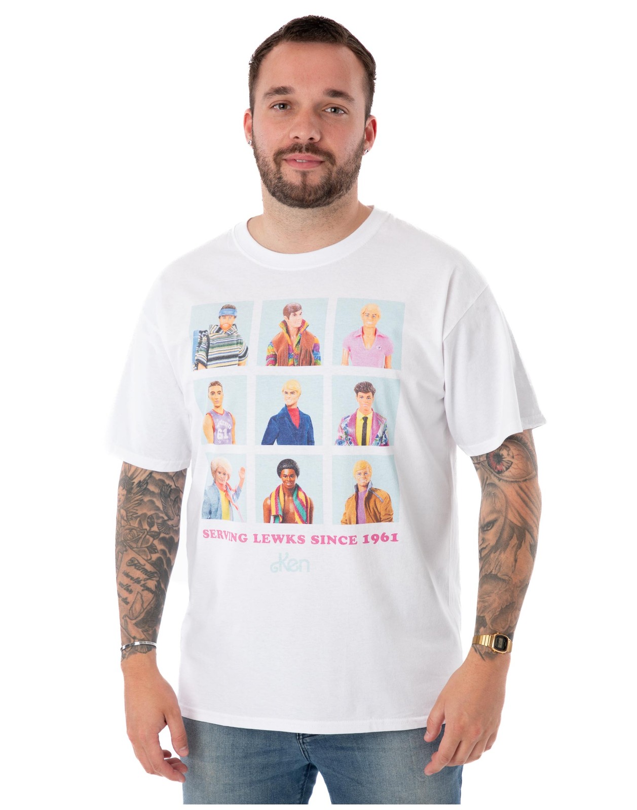 Barbie Wei KEN SERVING LEWKS Kurzrmeliges T-Shirt Mnner 6490₽