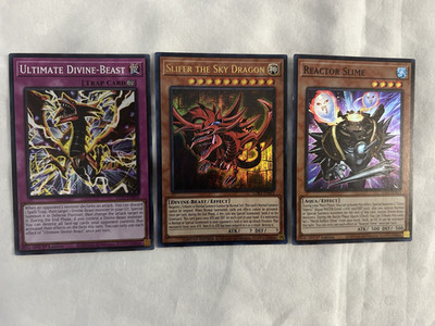 SLIFER THE SKY DRAGON ULTRA RARE + ULTIMATE DIVINE BEAST + REACTOR SLIME YUGIOH