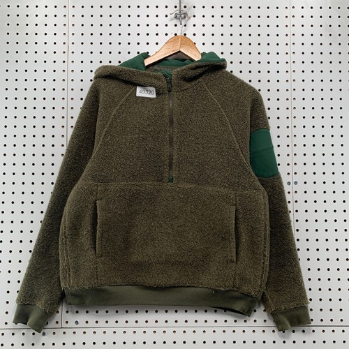 Outdoor Voices MegaFleece Half Zip Hoodie Small Green Wool Blend Pullover Pocket
